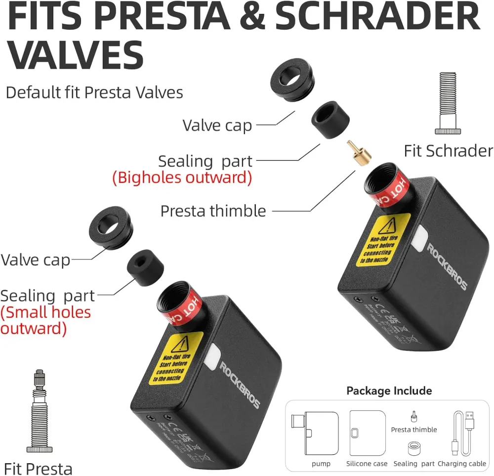 Mini bomba elétrica portátil ROCKBROS – 100 PSI