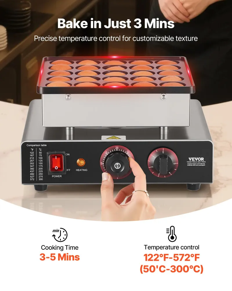 Mini Máquina de Panquecas VEVOR 25 Unidades - ço Inox