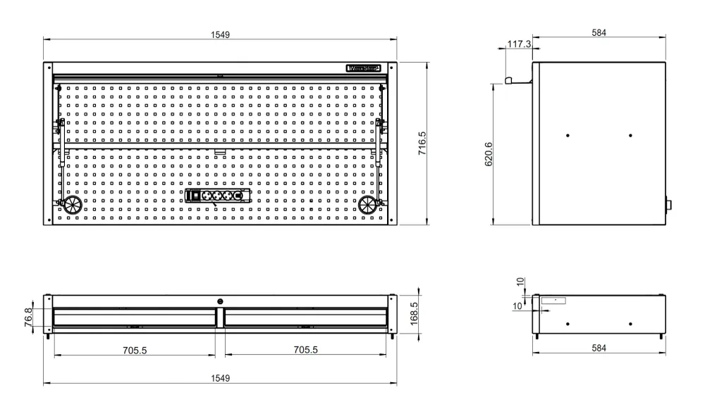 Modulo superiore per Carrello multifunzione Workshopitaly Full Black KING SIZE