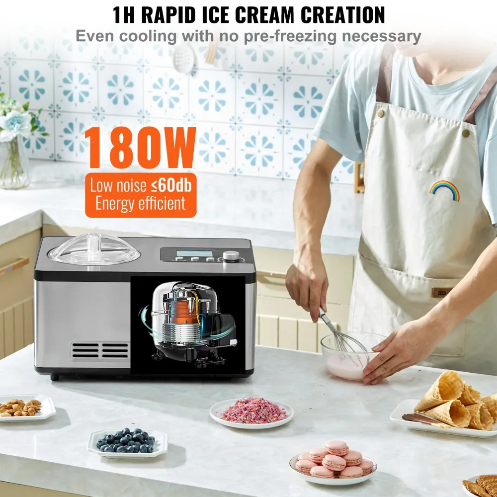 Máquina Automática Gelados 1.9L VEVOR Elétrica Prateada