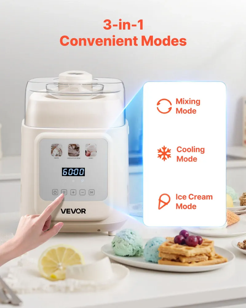 Máquina de Gelados Automática VEVOR 1L com Compressor