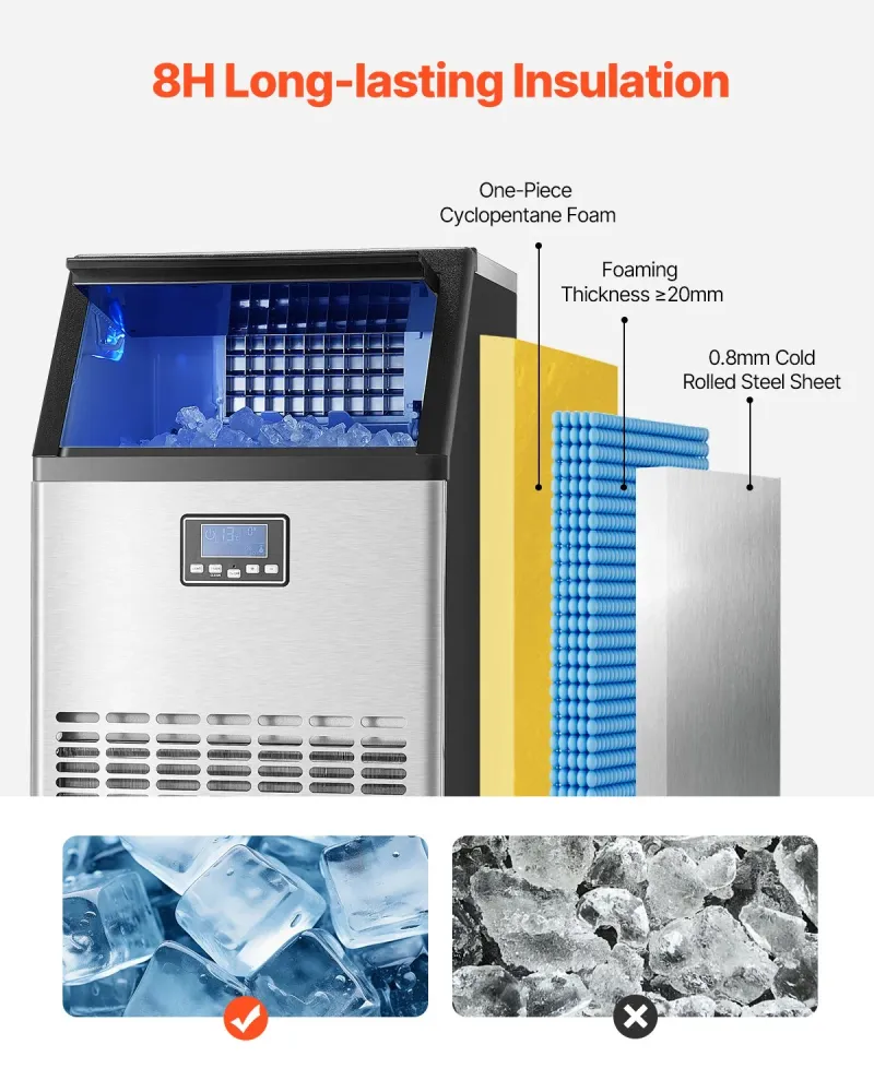 Máquina de Gelo Comercial VEVOR 100lbs/24H com Armazenamento