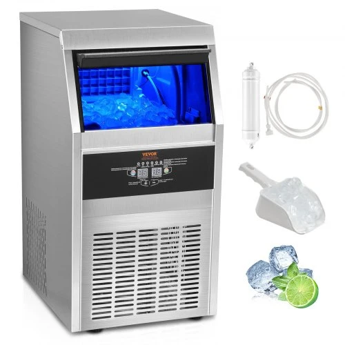 Máquina de Gelo Comercial VEVOR 80lbs/24H com Display LED