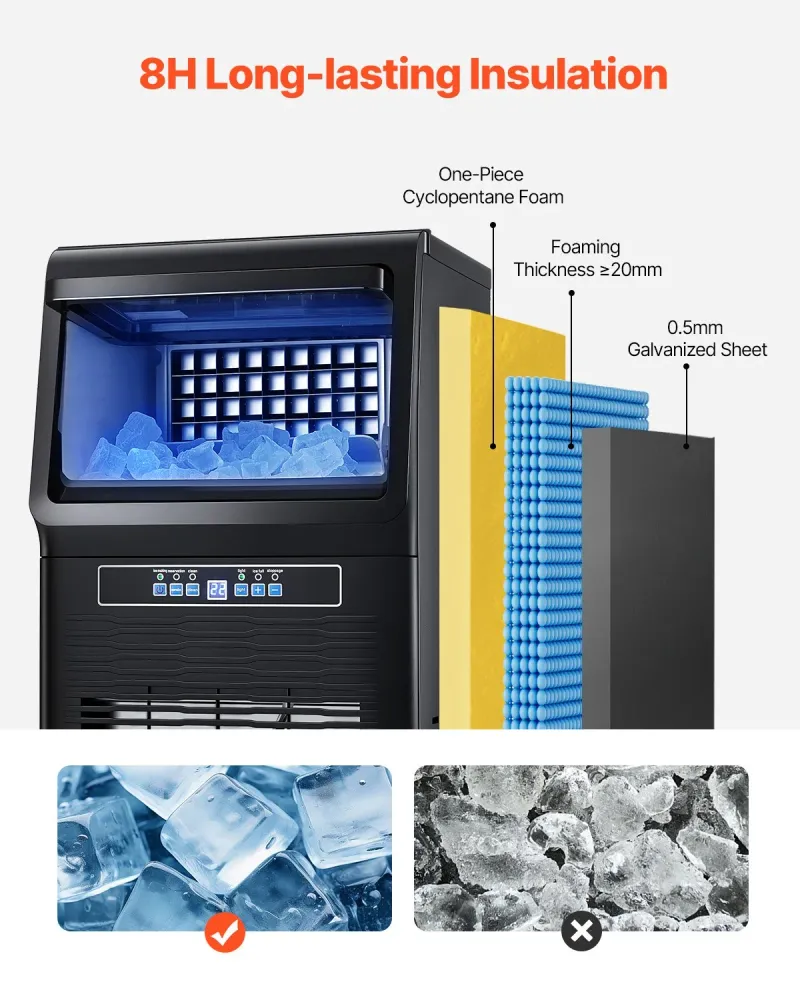 Máquina de Gelo Comercial VEVOR 80lbs/24h com Armazenagem