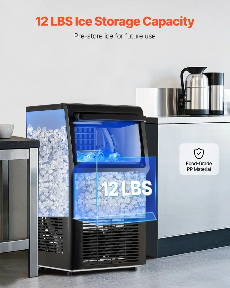 Máquina de Gelo Comercial VEVOR 80lbs/24H com Auto-Limpeza