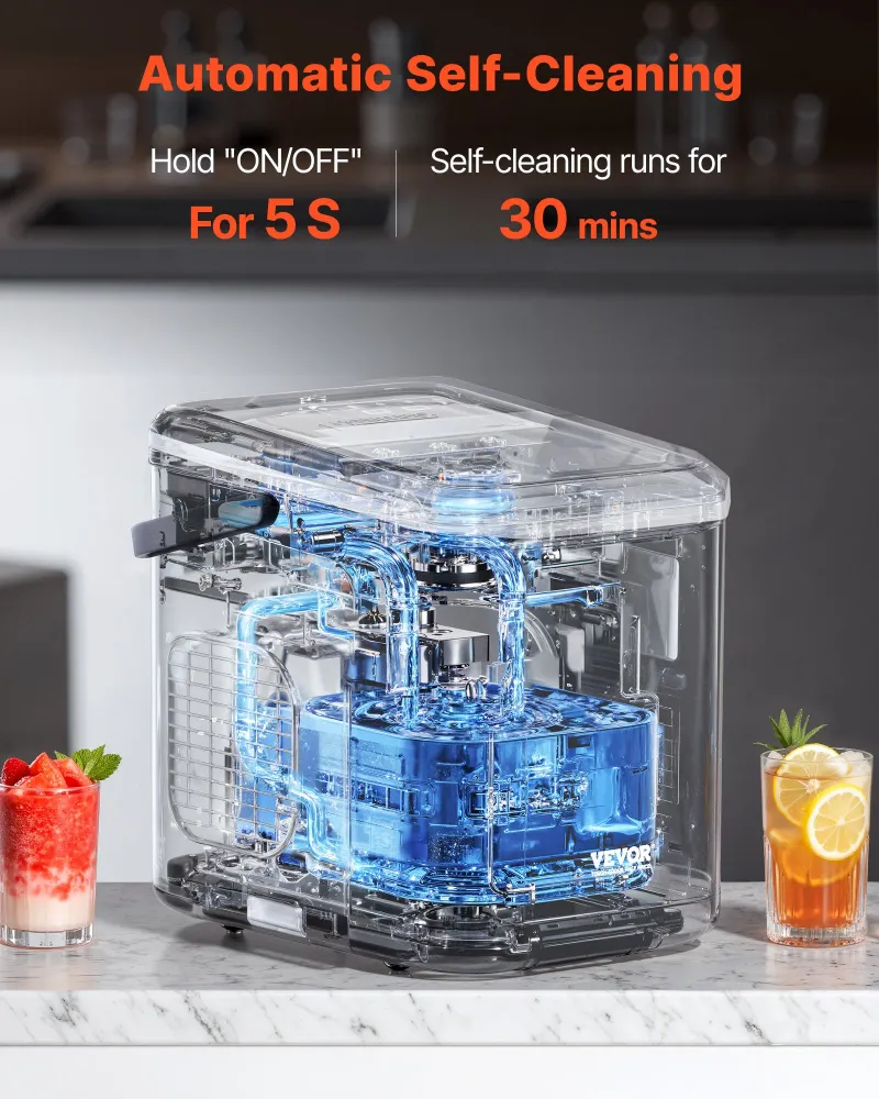 Máquina de Gelo VEVOR Portátil - 26lbs/24h, Rápida e Silenciosa