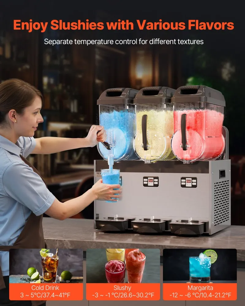 Máquina Slushy Comercial Tripla 12L VEVOR em ço Inox