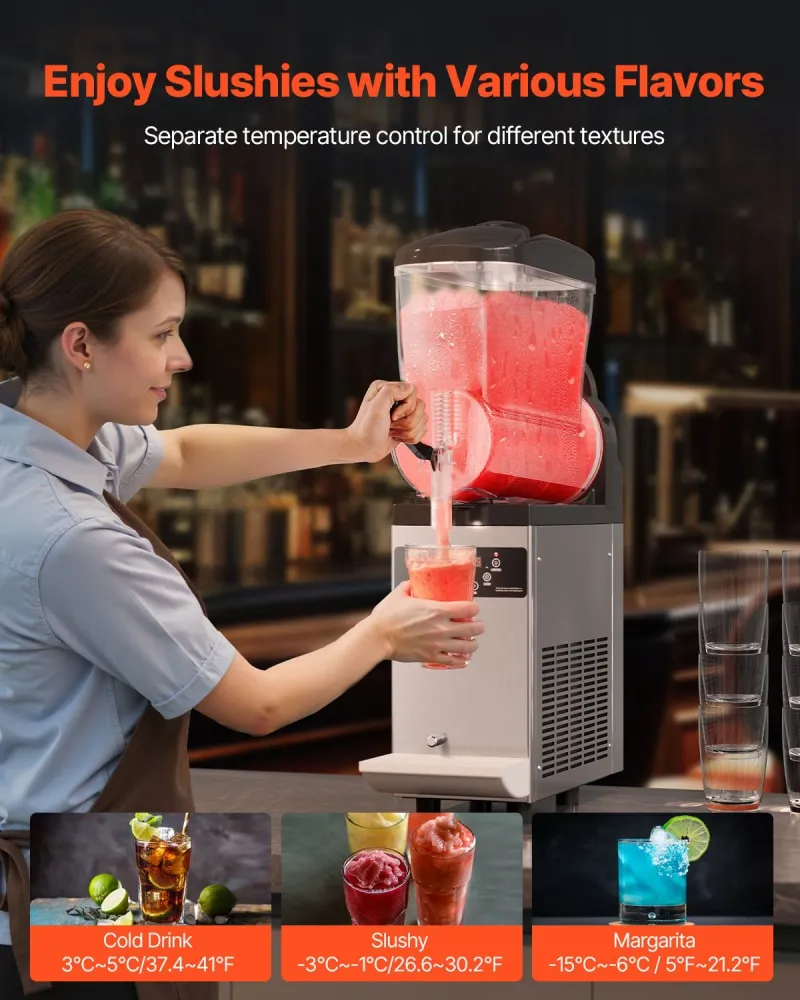 Máquina Slushy Comercial VEVOR 12L em ço Inoxidável