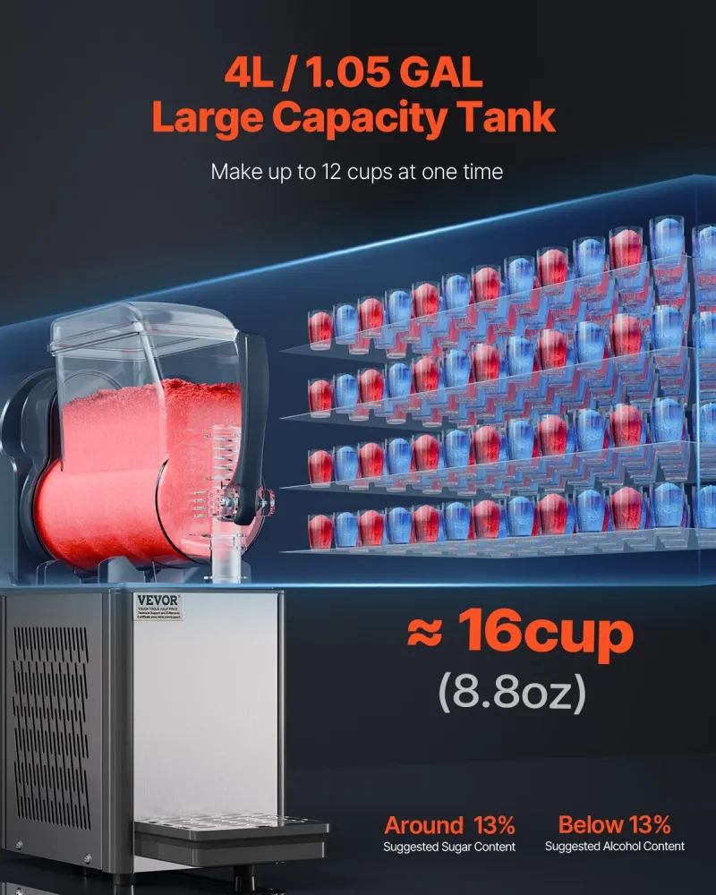 Máquina Slushy Comercial 4L VEVOR em ço Inoxidável