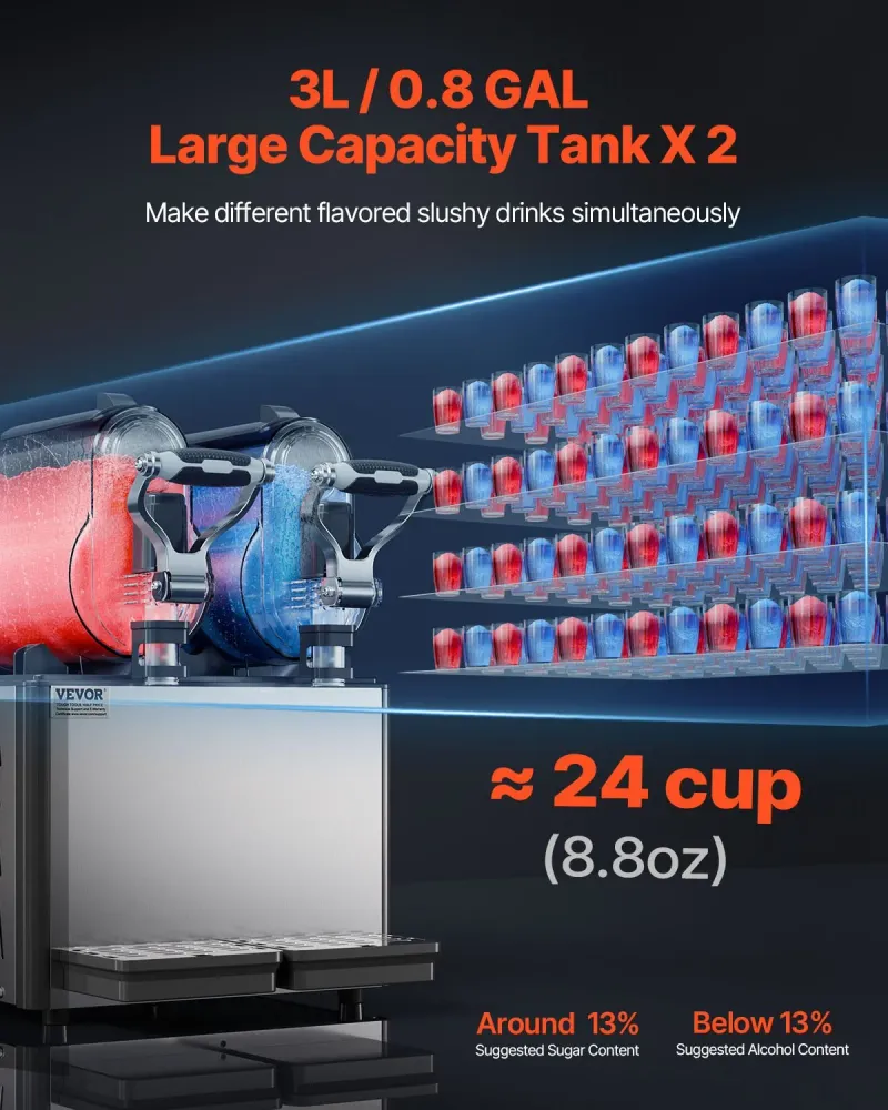 Máquina Slushy VEVOR 3Lx2 Tanques Duplos