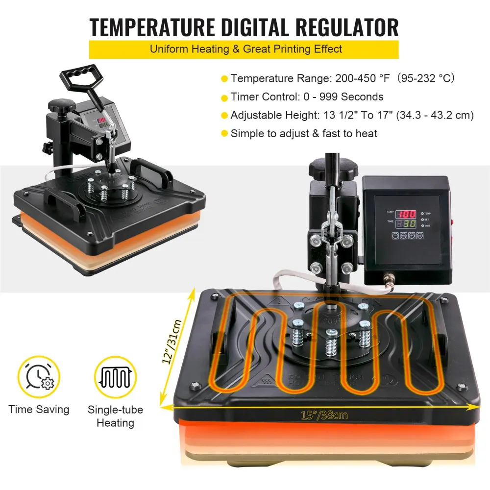 Máquina de Transferência Térmica 6 em 1 VEVOR 380x300mm