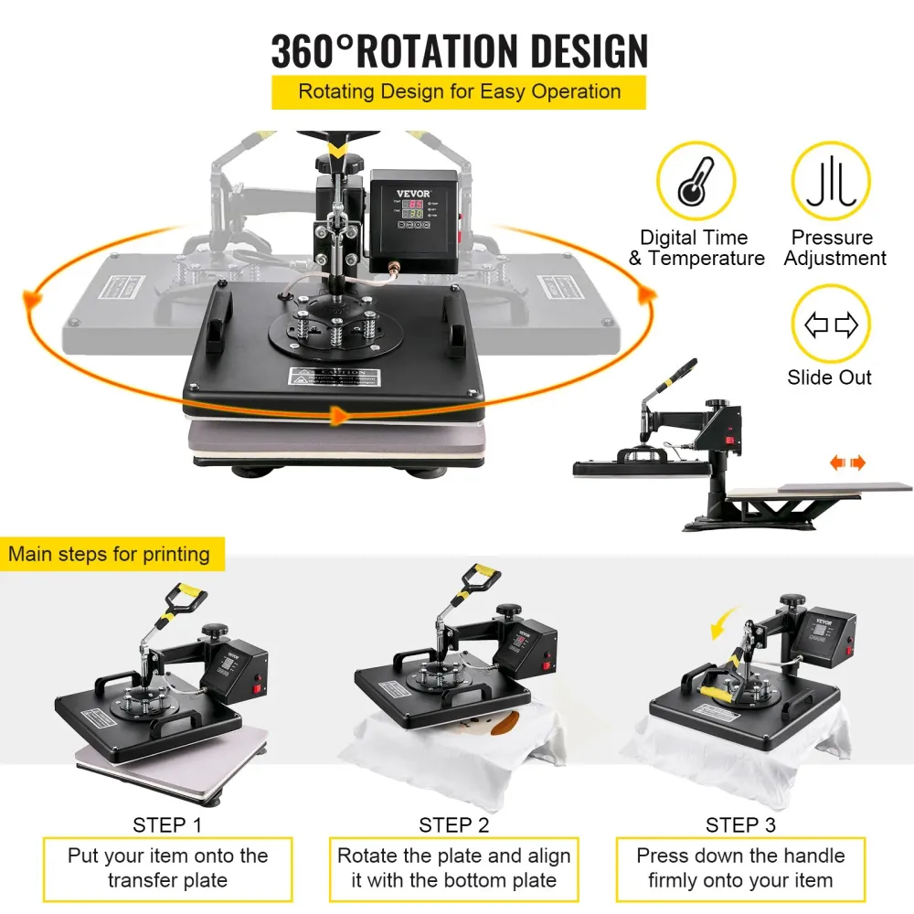 Máquina de Transferência Térmica 8 em 1 VEVOR 380x380mm