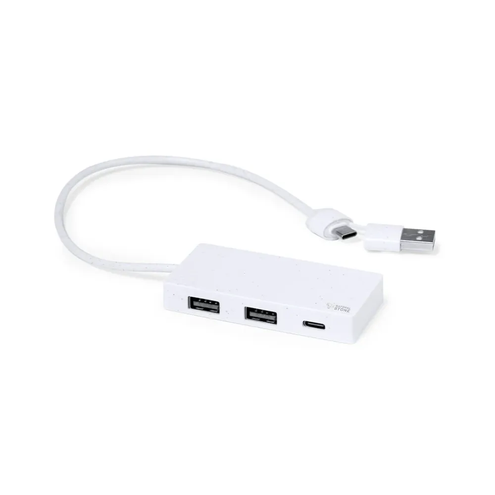 Nagent - Hub USB 2.0 com Pedra Natural e Tipo C