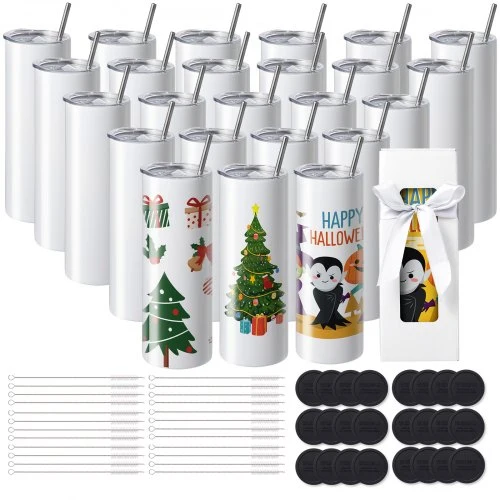 Pack 24 Copos Sublimação 591.5ml ço Inox com Acessórios