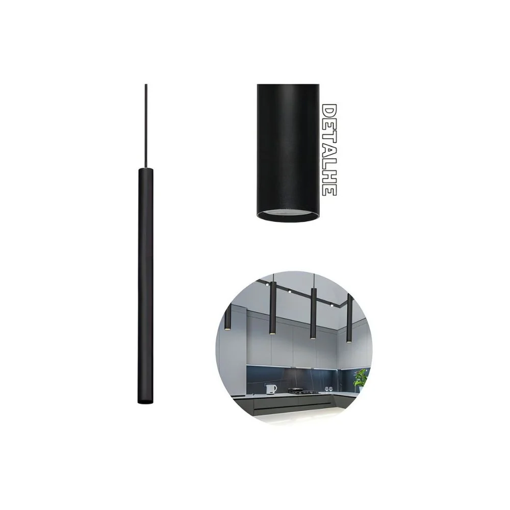 PENDENTE TABLI 600MM MR11 PRETO FOSCO