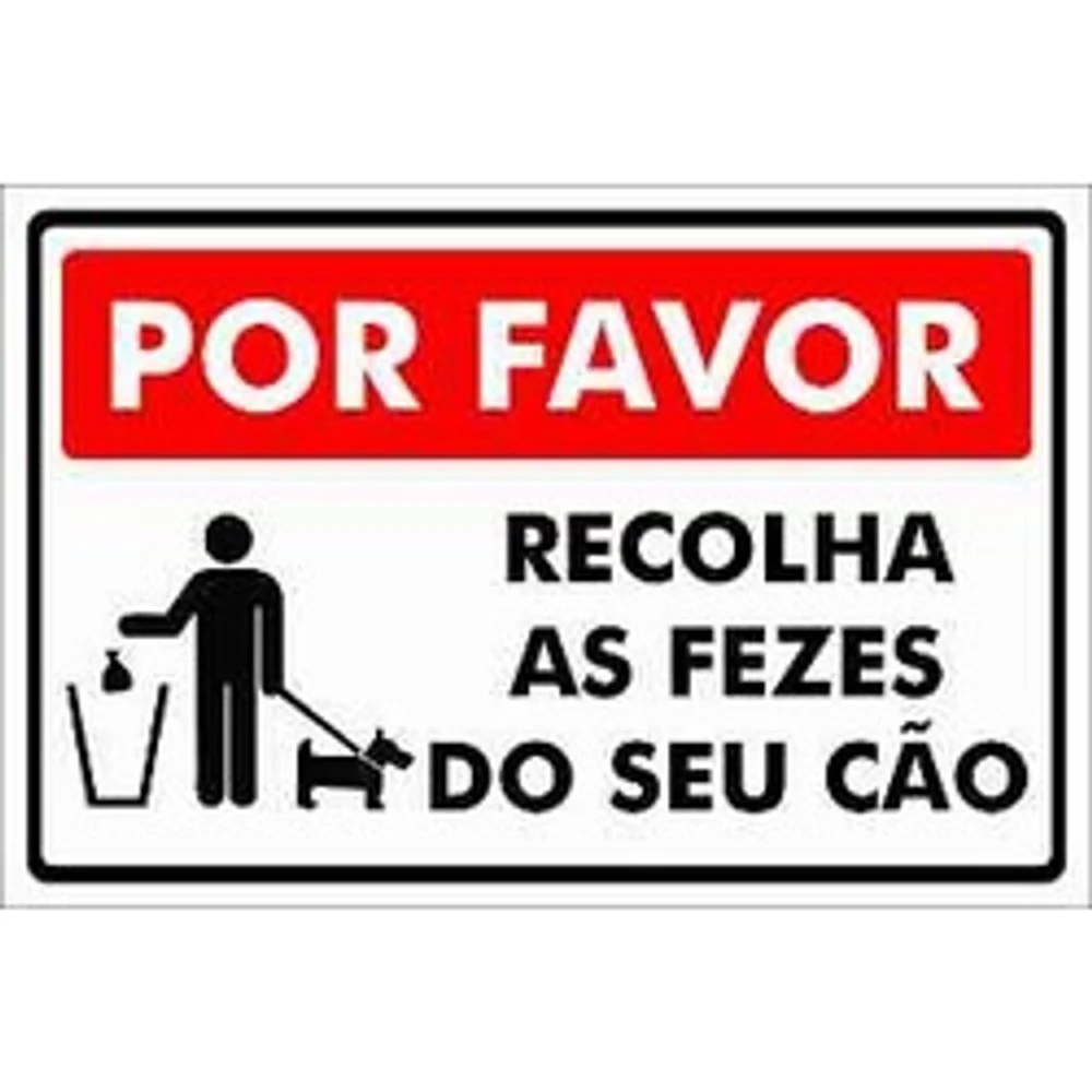 Placa Recolha Coco Do Seu Cachorro 20x30cm 1,5mm