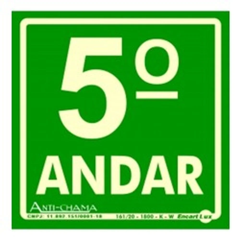 Placa De Sinalizacao Pavimento 5 Andar Fotol 18x18