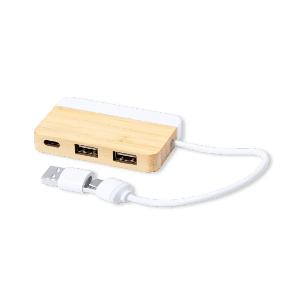 Porta USB 2.0 em Bambu com Detalhe em Mármore