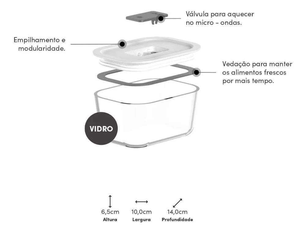 Pote de Vidro Hermético Fresh Lock 1,25L – Branco | OU
