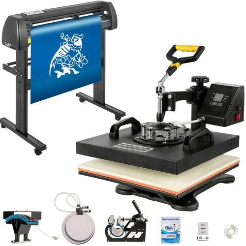 Prensa Térmica Digital 380x380mm + Cortadora Vinil 34" Kit