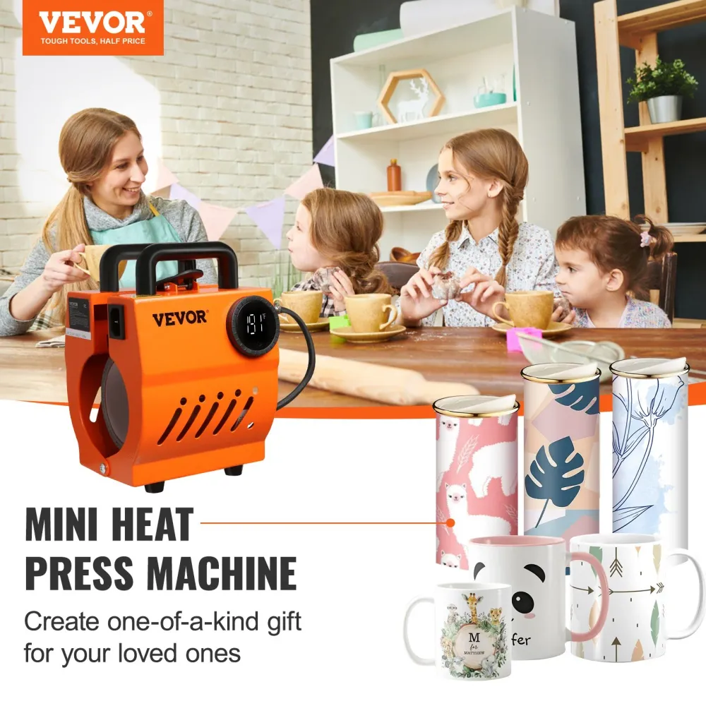 Prensa Térmica Mini para Canecas VEVOR - Fácil e Leve