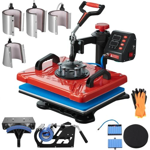 Prensa Térmica 10 em 1 VEVOR 1000W com Rotação 360°