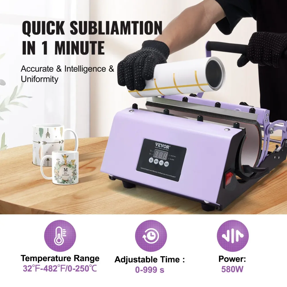 Prensa Térmica VEVOR para Canecas e Copos Sublimação 30oz