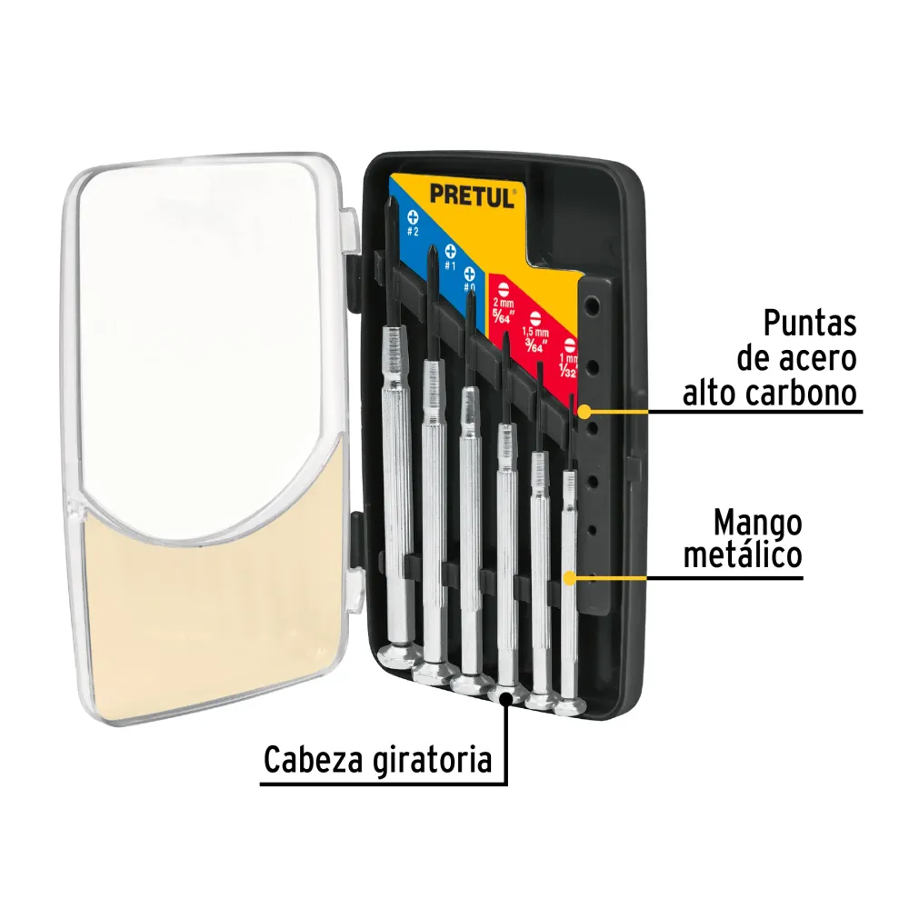Juego de 6 Desarmadores de Joyero Pretul