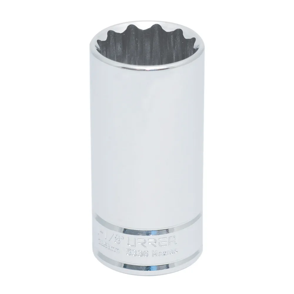 Dado de 12 Puntas Largo 1 1/8" Cuadro de 1/2", Urrea 5336. Proveedora Ferretera La Mundial