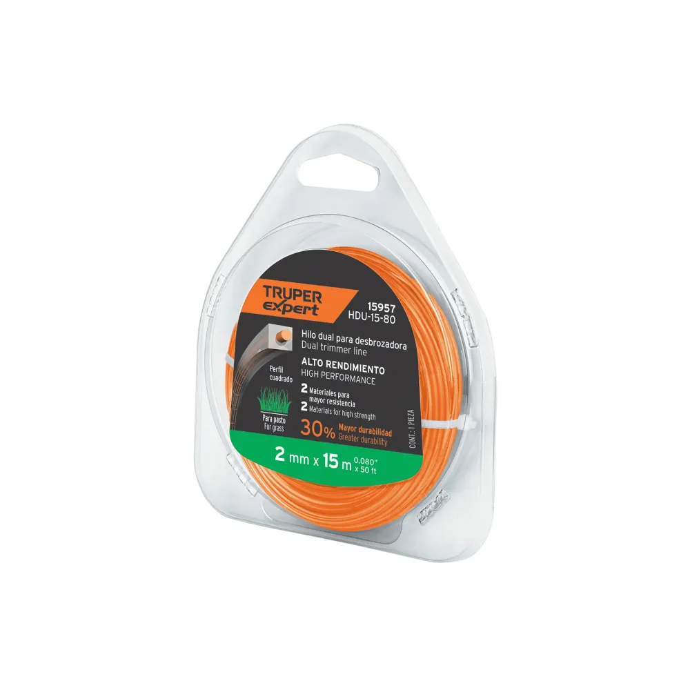 Hilo para desbrozadora dual, Blister, 15m Proveedora Ferretera La Mundial