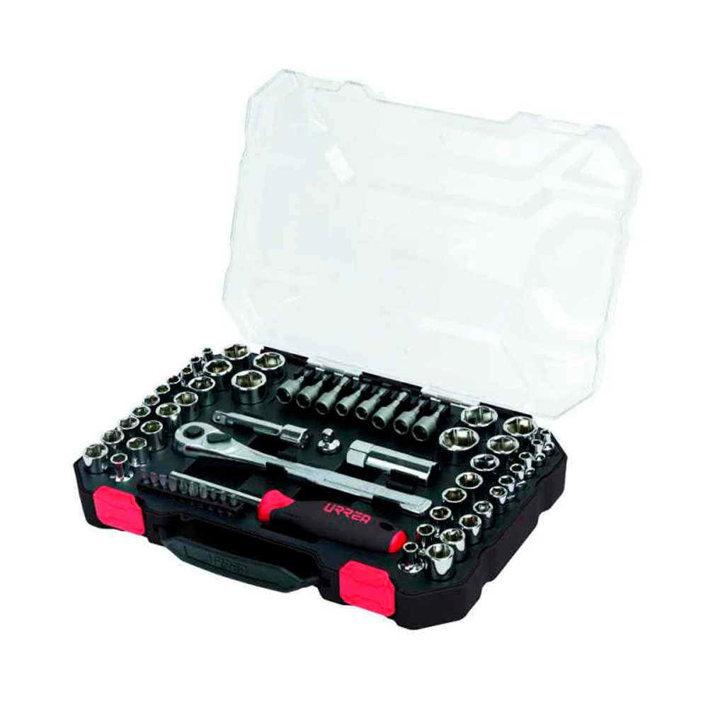 Juego De Dados y Accesorios Cuadro De 1/4" y 3/8" Combinado, 63 Piezas, Urrea JCD01 Proveedora Ferretera La Mundial