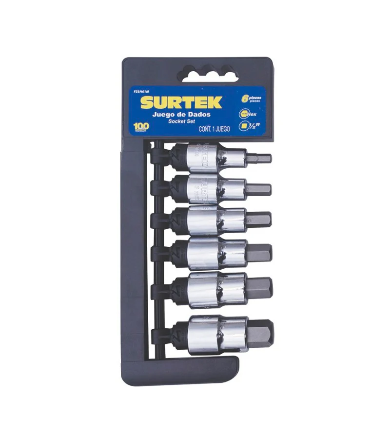 Juego de 6 dados punta hexagonal métricos 1/2" Surtek F58H01M Proveedora Ferretera La Mundial