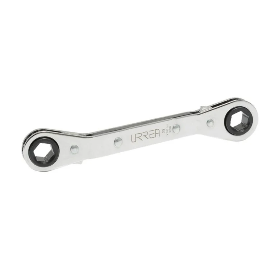 Llave de estrías pulido espejo acodada de matraca métrica, 12 puntas, 16 x 18 mm Urrea 1186M Proveedora Ferretera La Mundial