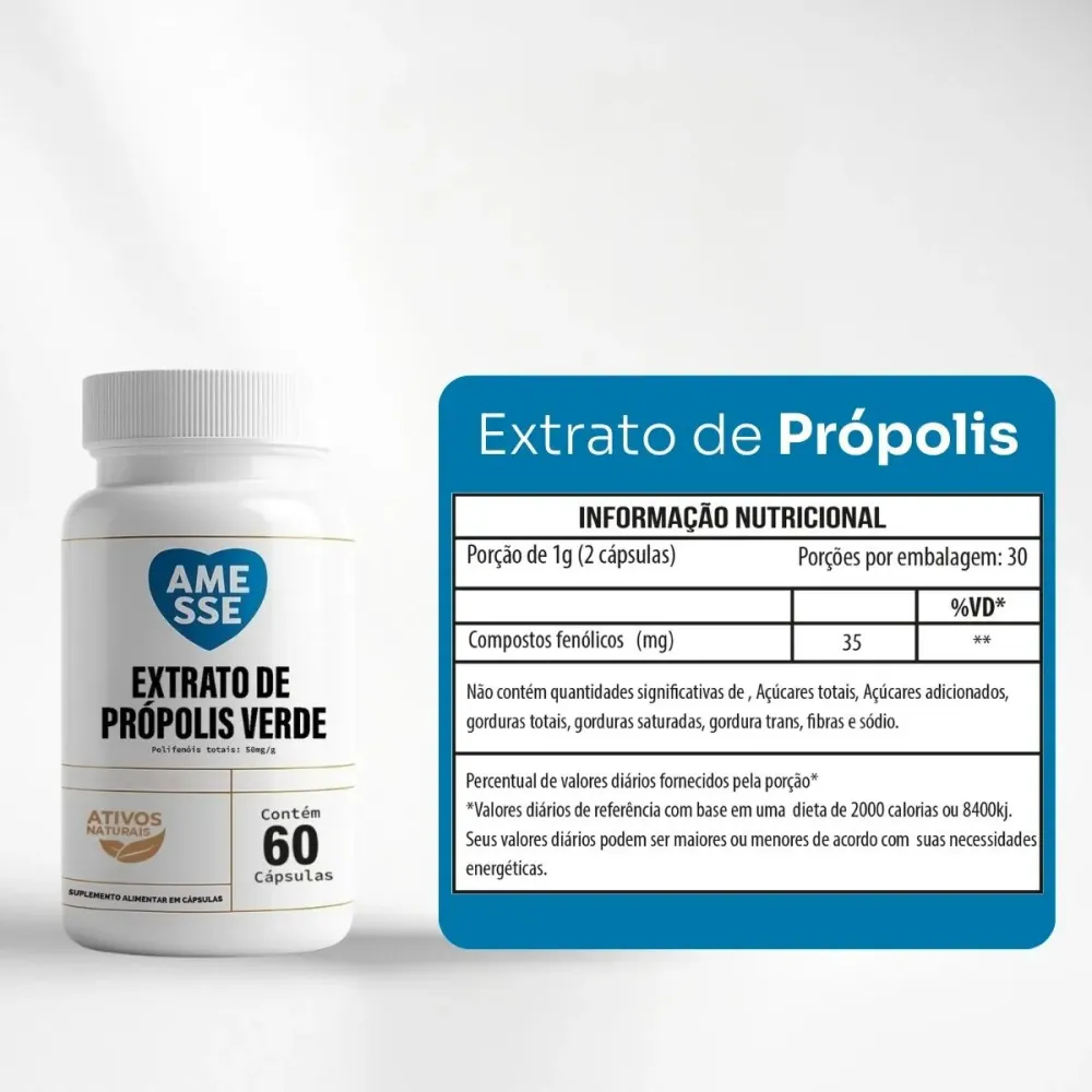 Própolis Verde Amesse - Extrato Concentrado em Cápsulas (60 Unidades)