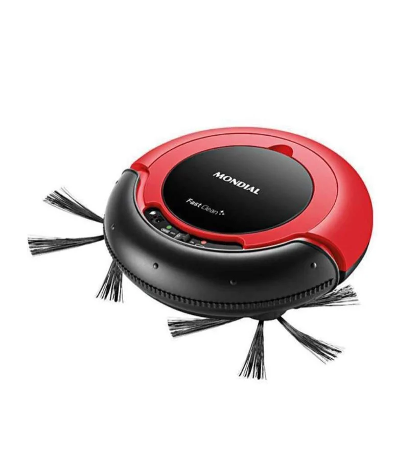 Robô aspirador e passa pano vermelho e preto 127V/220V