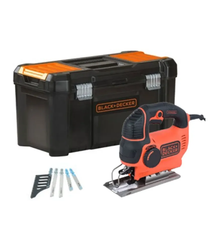 Serra de recortes Pendular 620W 19mm + 5 folhas + caixa de ferramentas Black+Decker KS901PEKA5-QS