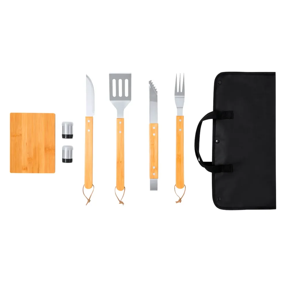 Set Barbecue Estrol em Bambu e ço Inoxidável