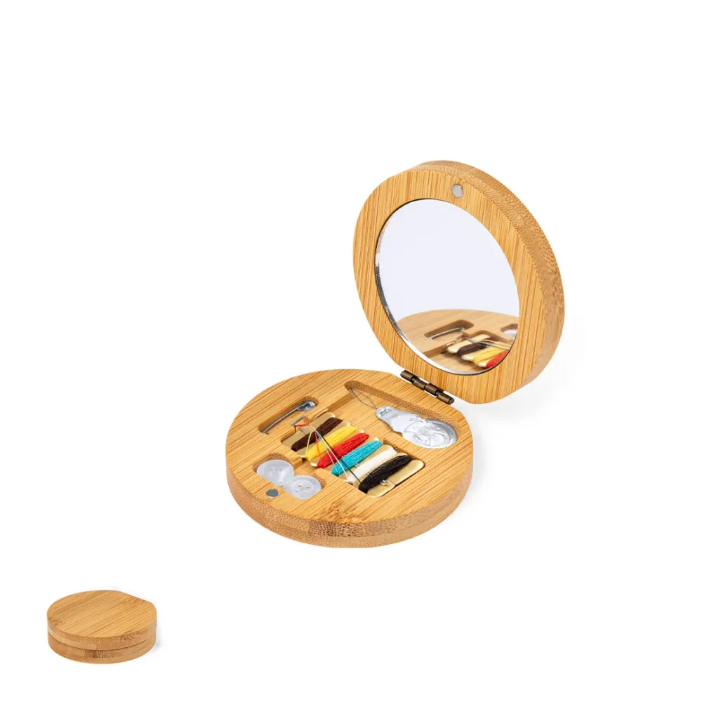 Set de Costura Prático com Estojo de Bambu