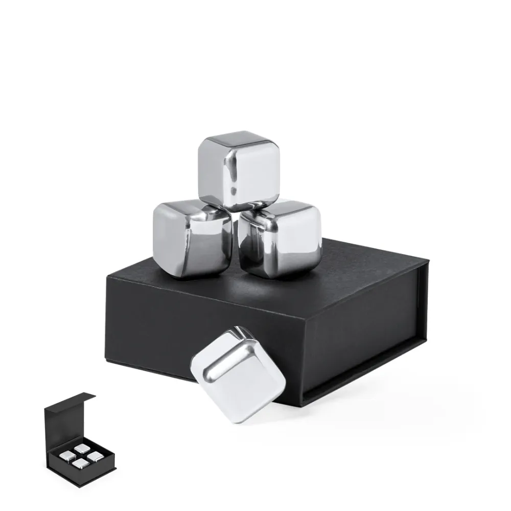 Set de 4 Cubos de Gelo Reutilizáveis em ço Inoxidável