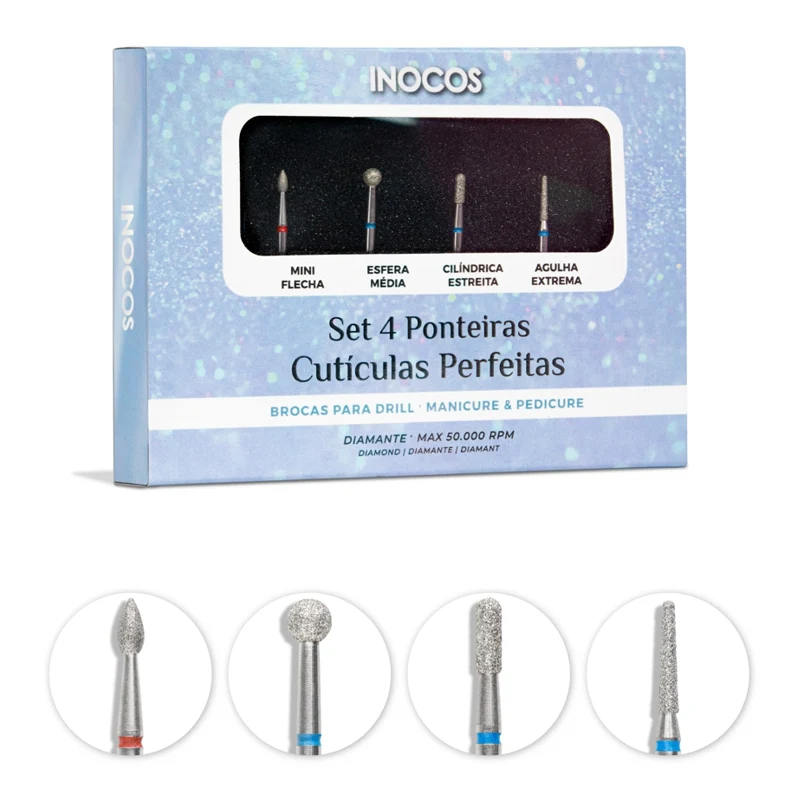 Set de 4 Ponteiras para Cutículas Perfeitas Inocos