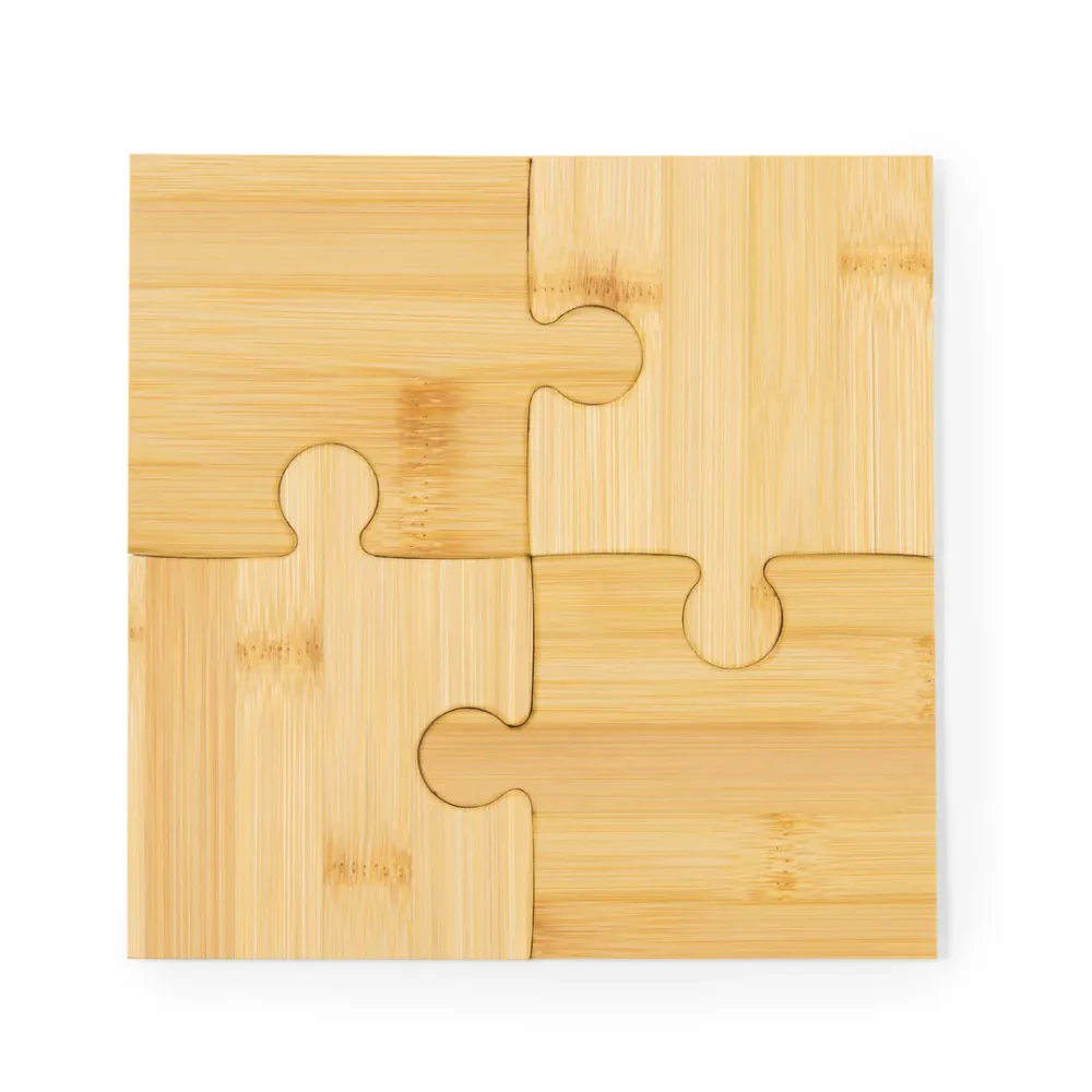 Set de 4 Posavasos em Bambu com Design Puzzle