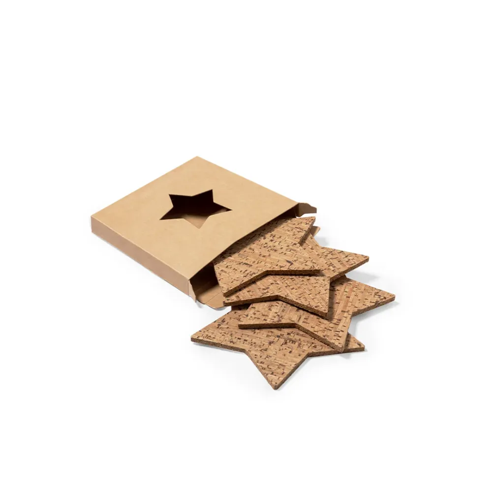 Set 4 Posavasos Estrela em Cortiç Natural