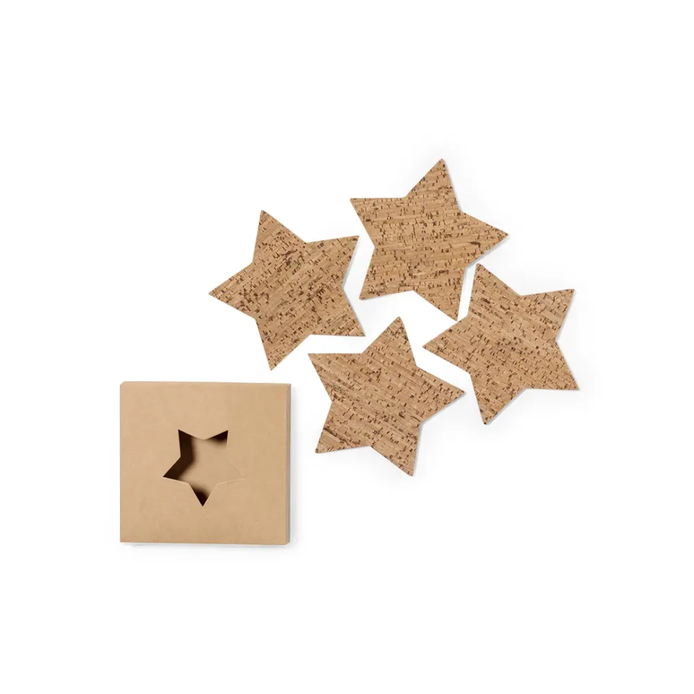 Set 4 Posavasos Estrela em Cortiç Natural