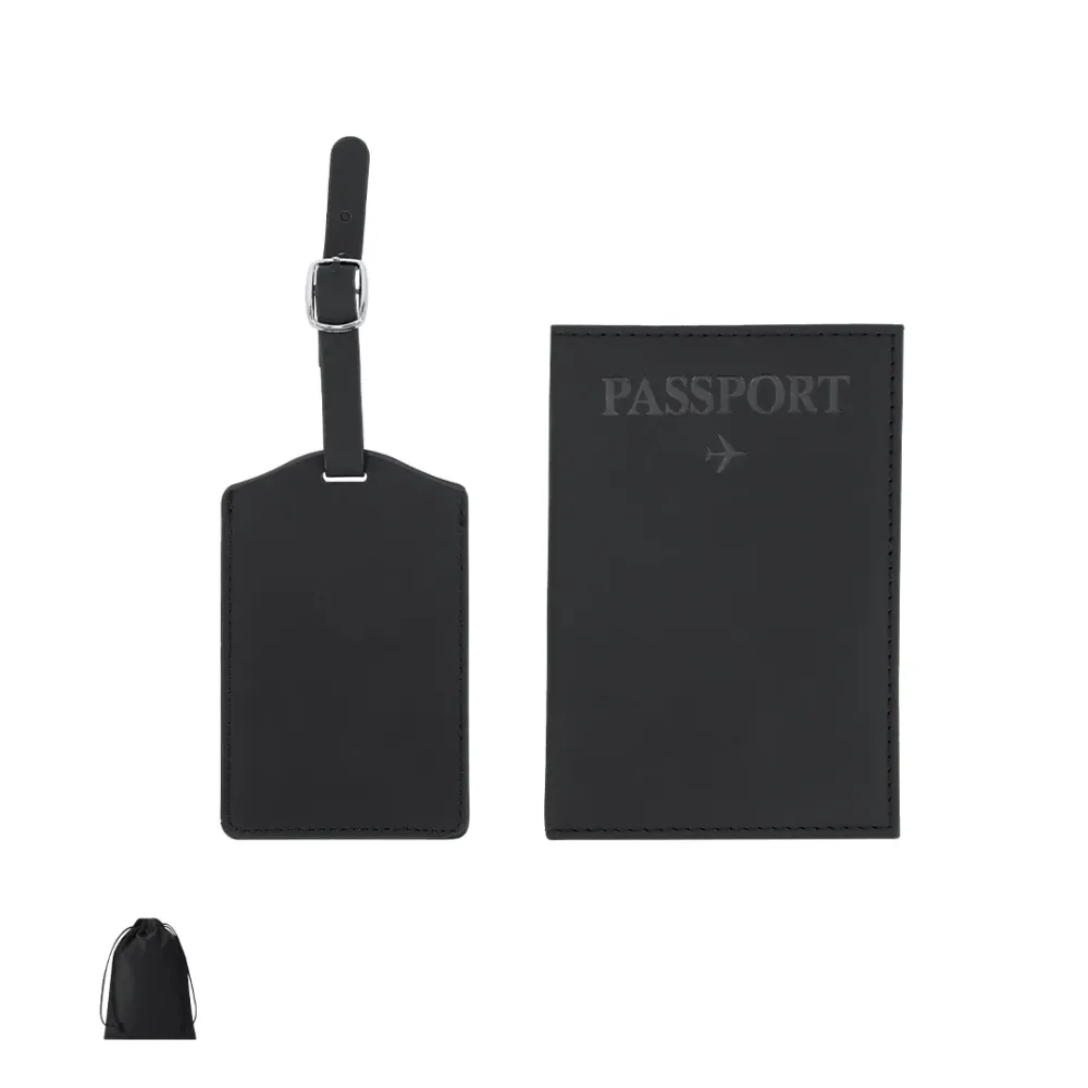 Set de Viagem Elegante com Porta-Passaporte e Etiqueta