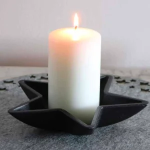 Stand Stand Shell Cast Iron Star para luzes de chá + velas normais