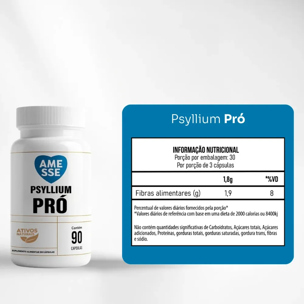 Suplemento Psyllium Pró 500mg - Fórmula para o Bem-estar Digestivo - 90 Cápsulas