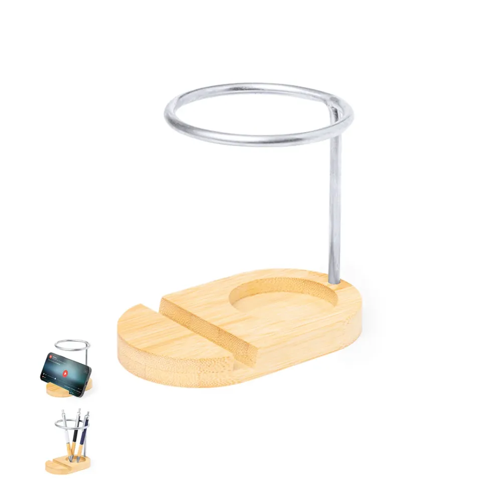 Suporte para Canetas em Bambu e ço Inoxidável