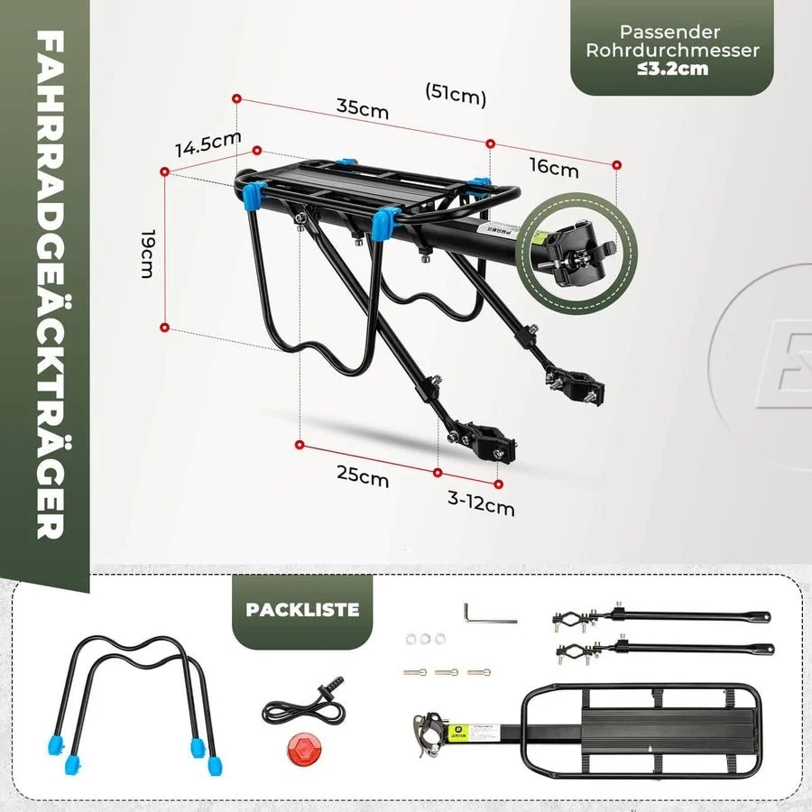 Suporte universal para bagageira de bicicleta semi-rápido