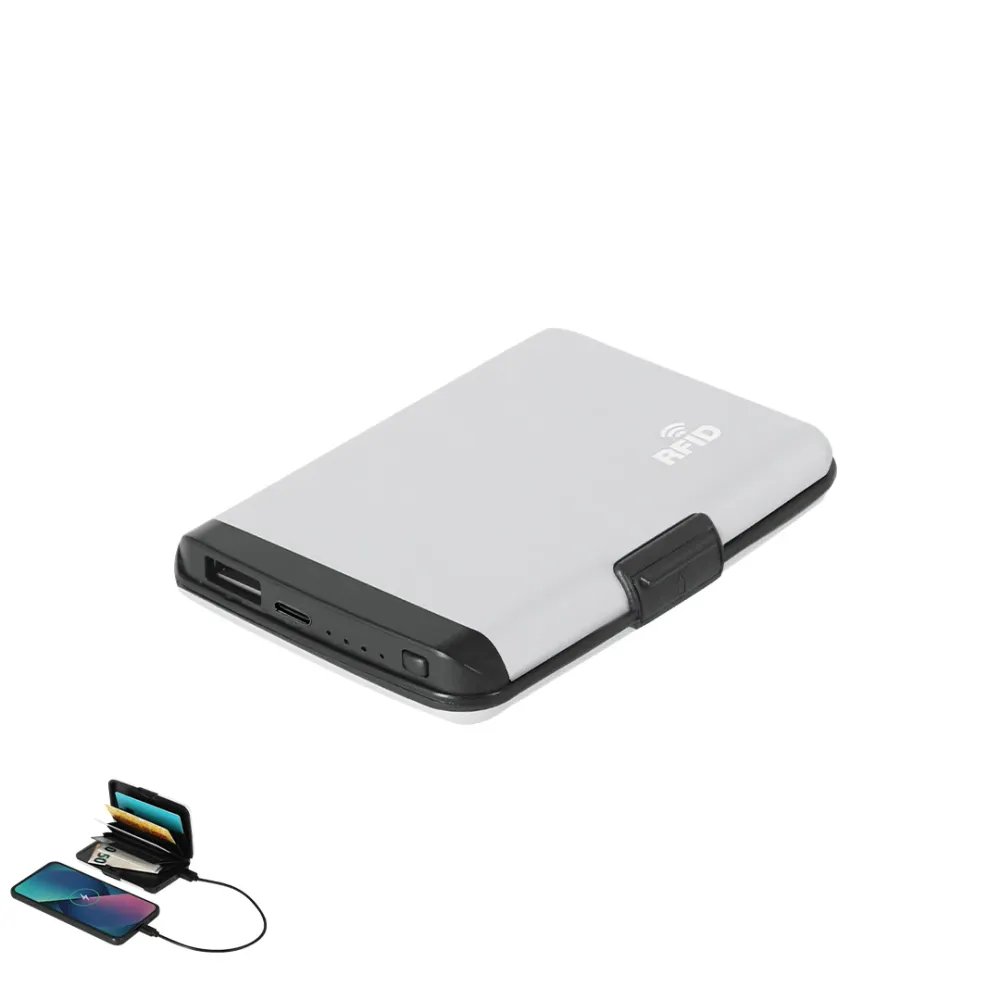 Tarjetero PowerBank em Alumínio com Proteção RFID