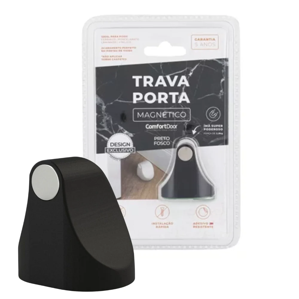 Trava Porta Magnetico Preto Fosco